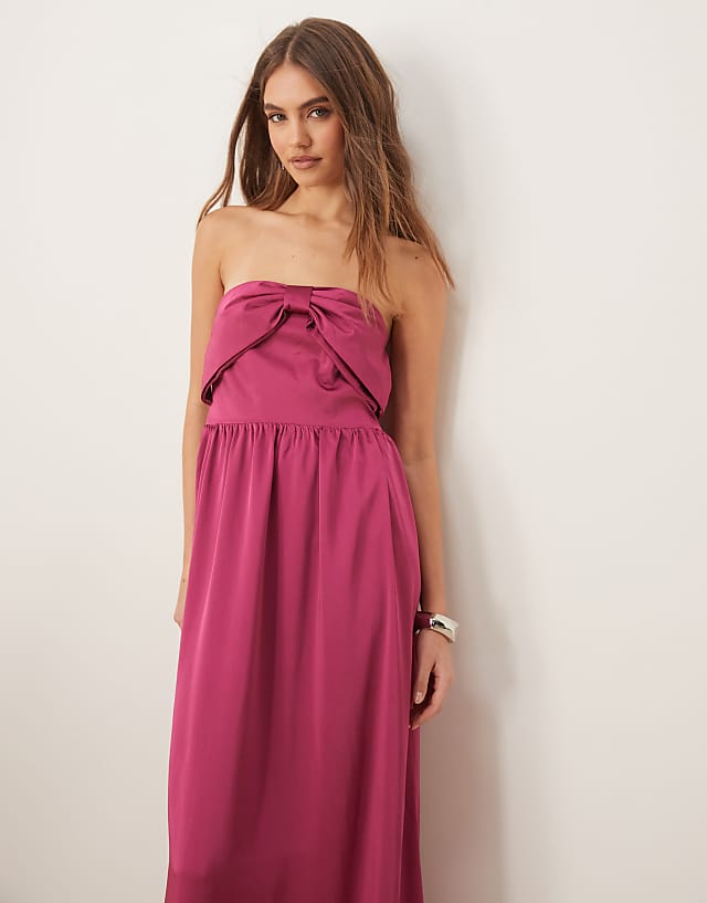 OMNES Millie Bandeau Dress In Magenta