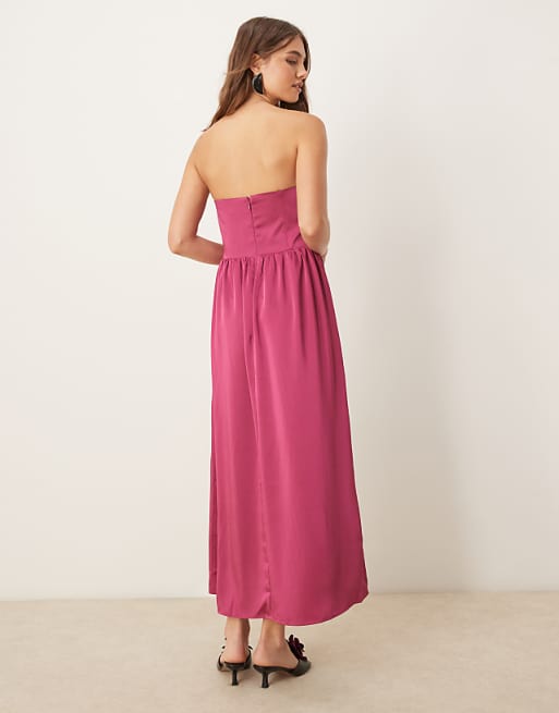 OMNES Millie Bandeau Dress In Magenta