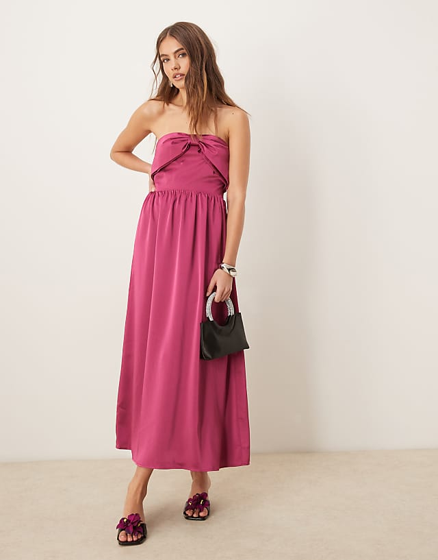 OMNES Millie Bandeau Dress in Magenta