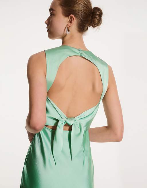OMNES Nova Satin Bridesmaid Dress In Green
