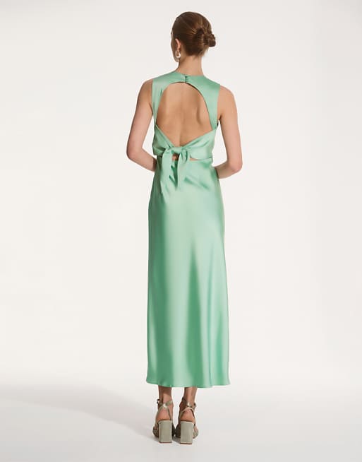 OMNES Nova Satin Bridesmaid Dress In Green