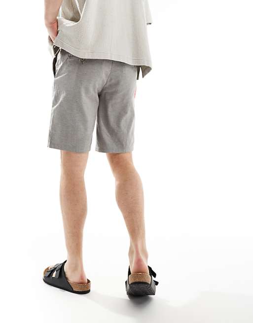 ONLY & SONS Linen Mix Chino Short In Charcoal