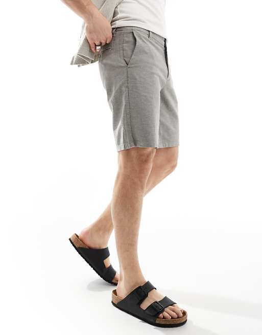 ONLY & SONS linen mix chino short in charcoal