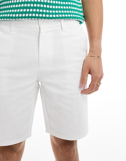 ONLY & SONS Linen Mix Chino Short In White