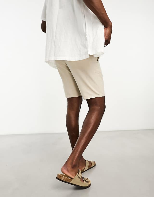 ONLY & SONS Linen Mix Tie Waist Shorts In Beige
