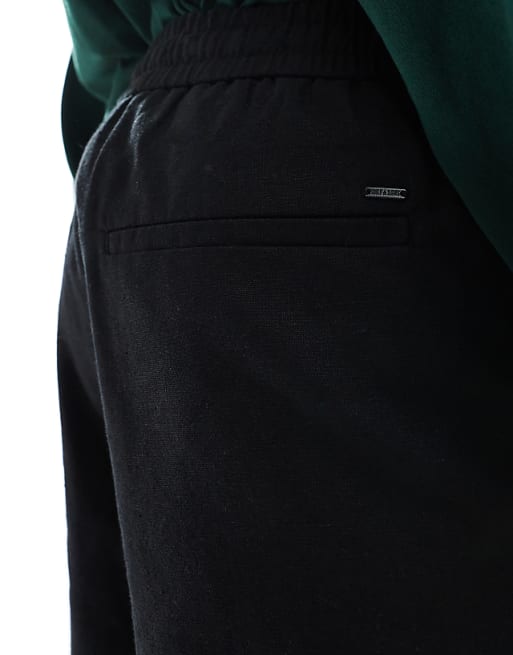 ONLY & SONS Linen Mix Tie Waist Shorts In Black