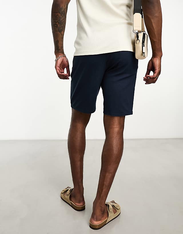 ONLY & SONS Linen Mix Tie Waist Shorts In Navy