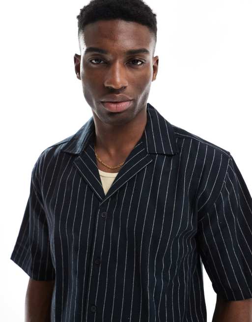 ONLY & SONS Loose Fit Co-ord In Black Pinstripe