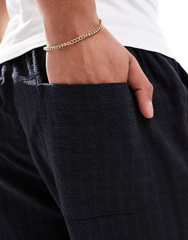 ONLY & SONS Textured Linen Mix Short In Navy