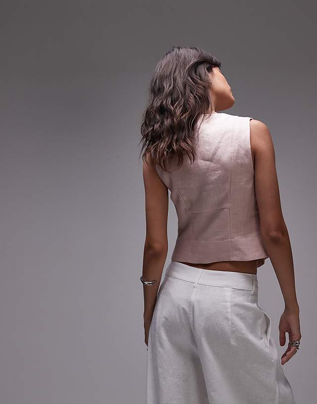 & Other Stories Fitted Linen Waistcoat In Pink