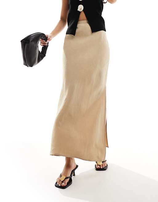 & Other Stories Linen Blend Maxi Skirt In Beige