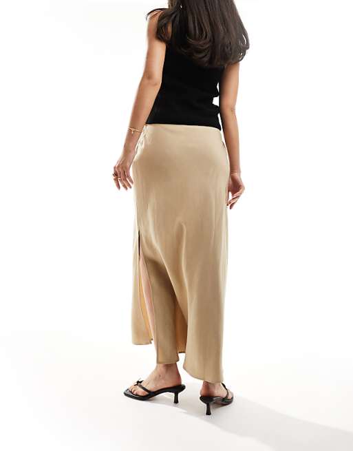 & Other Stories Linen Blend Maxi Skirt In Beige
