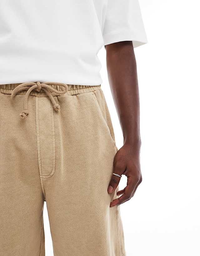 Pull&Bear Jersey Co-ord Short In Stone