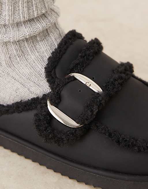 RAID Kylie Teddy Mules In Black