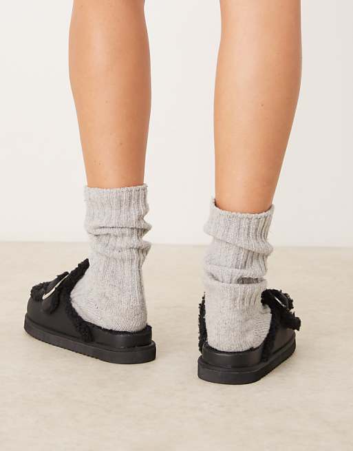 RAID Kylie Teddy Mules In Black