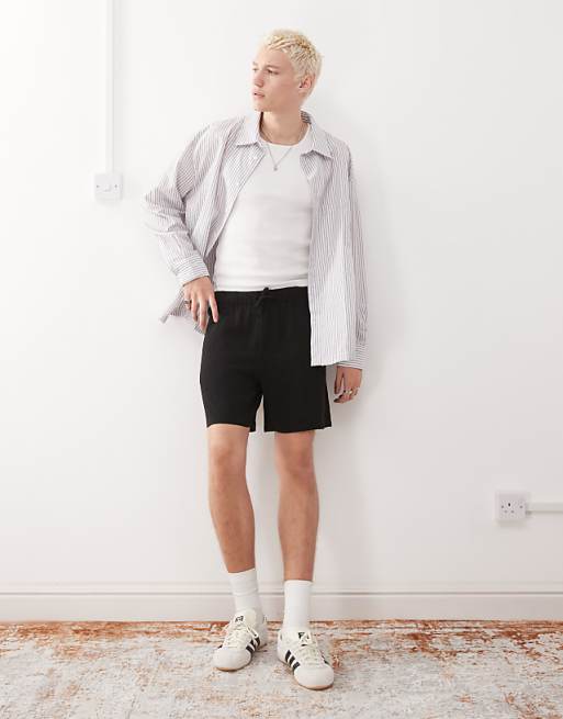 Reclaimed Vintage Linen Blend Short In Black