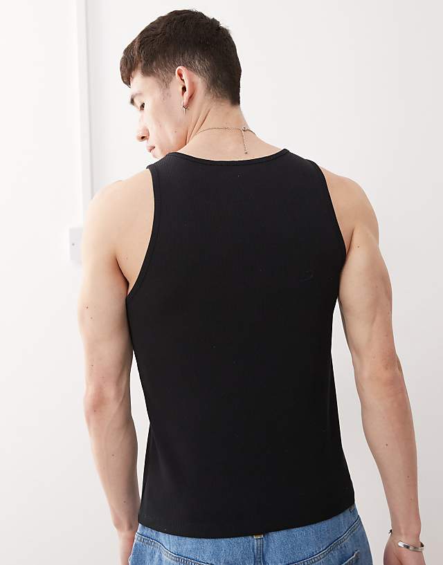 Reclaimed Vintage Ribbed Racer Vest In Black