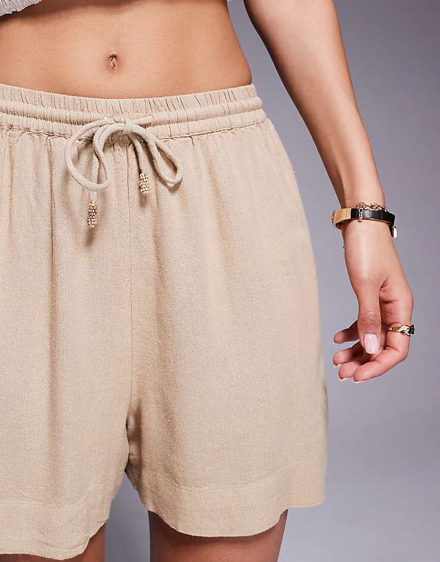 River Island Linen Look Short In Stone