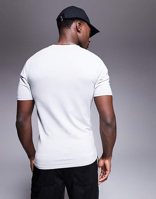 River Island Muscle Fit T-shirt In Light Grey