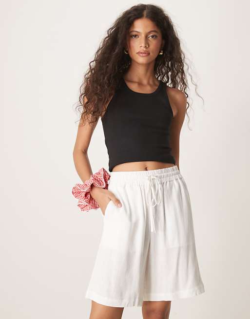 Selected Femme Linen Shorts In White