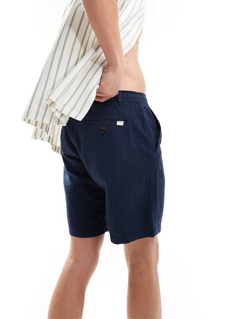 Selected Homme Linen Mix Shorts In Navy