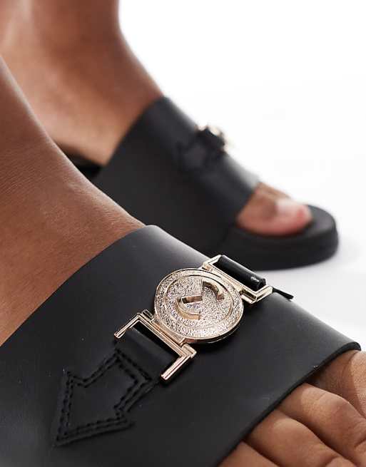 SEQWL ITA Sandals With Buckle Stap In Black