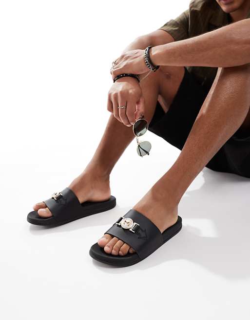 SEQWL ITA Sandals With Buckle Stap In Black