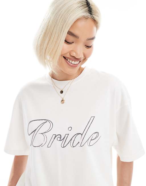 Six Stories Bride T-shirt Co-ord In Ivory