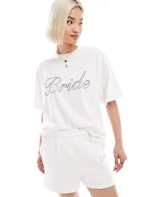 Six Stories Bride T-shirt Co-ord In Ivory
