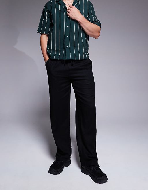 South Beach Linen Blend Beach Co-ord In Black