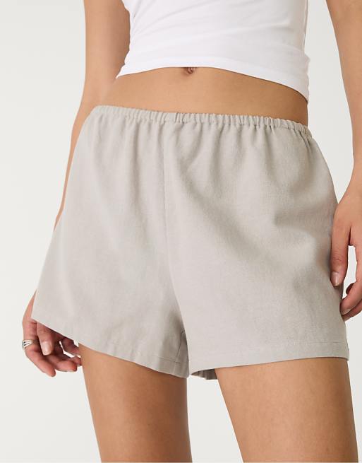 Stradivarius linen blend shorts in grey