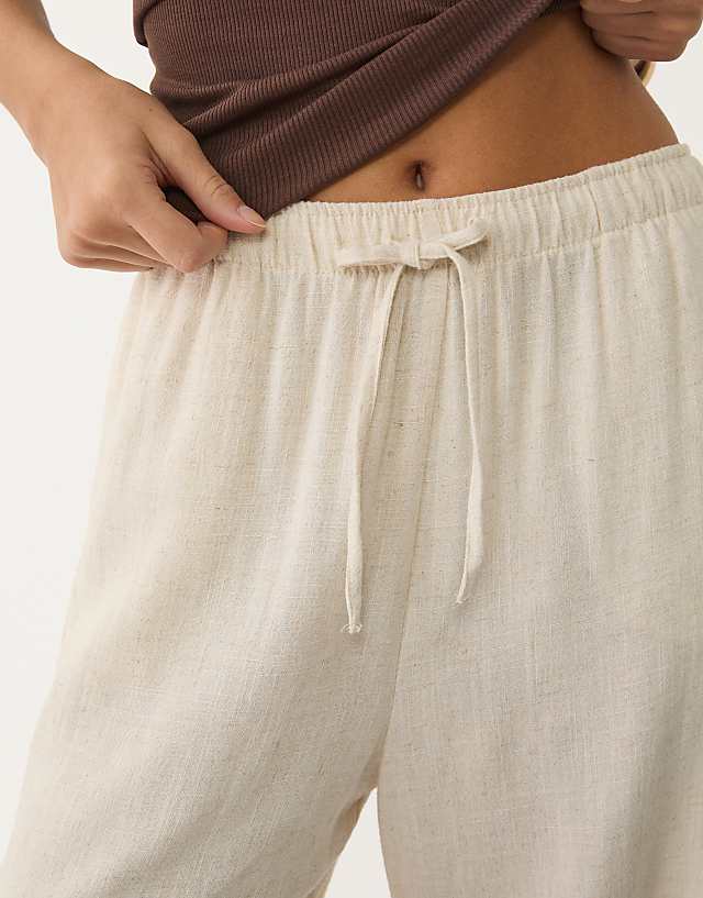 Stradivarius Linen Blend Trousers In Stone