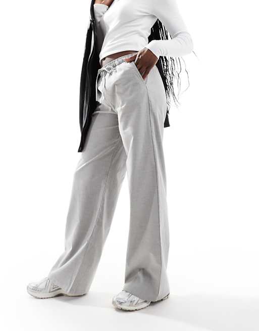 Stradivarius Pull On Trouser In Light Grey