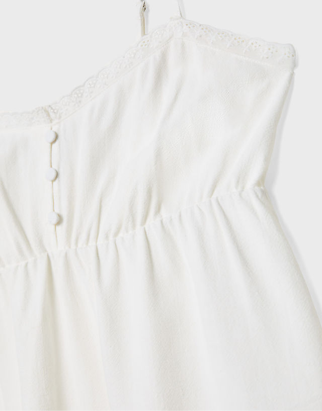 Stradivarius Strappy Linen Blend Top In White