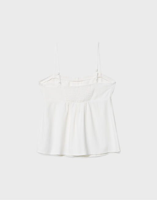 Stradivarius Strappy Linen Blend Top In White