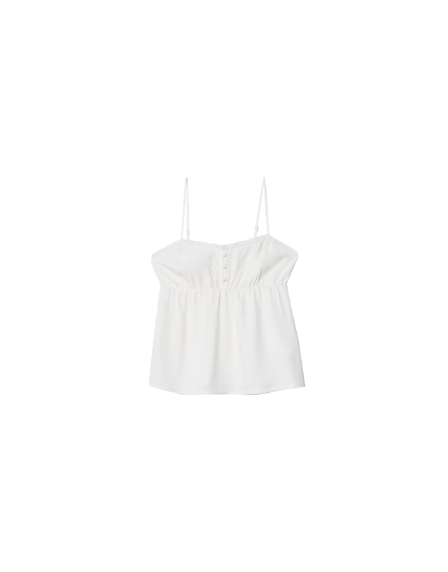 Stradivarius Strappy Linen Blend Top In White
