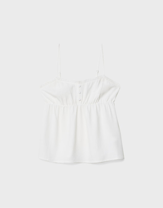 Stradivarius Strappy Linen Blend Top In White