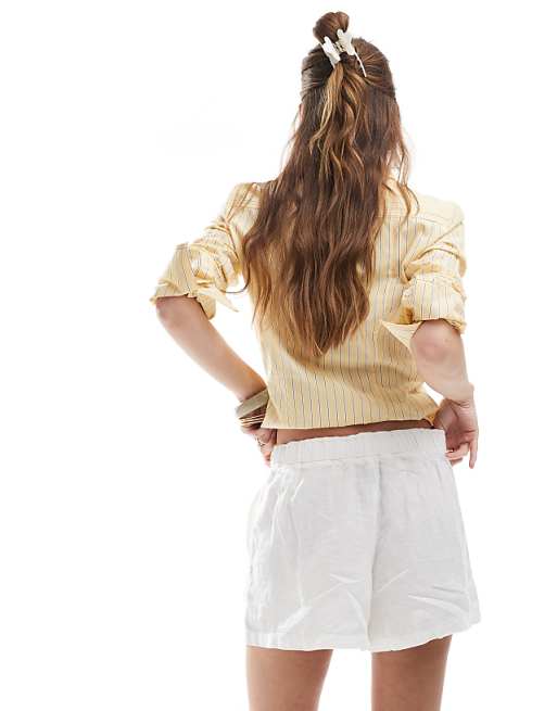 Superdry Linen Shorts In White