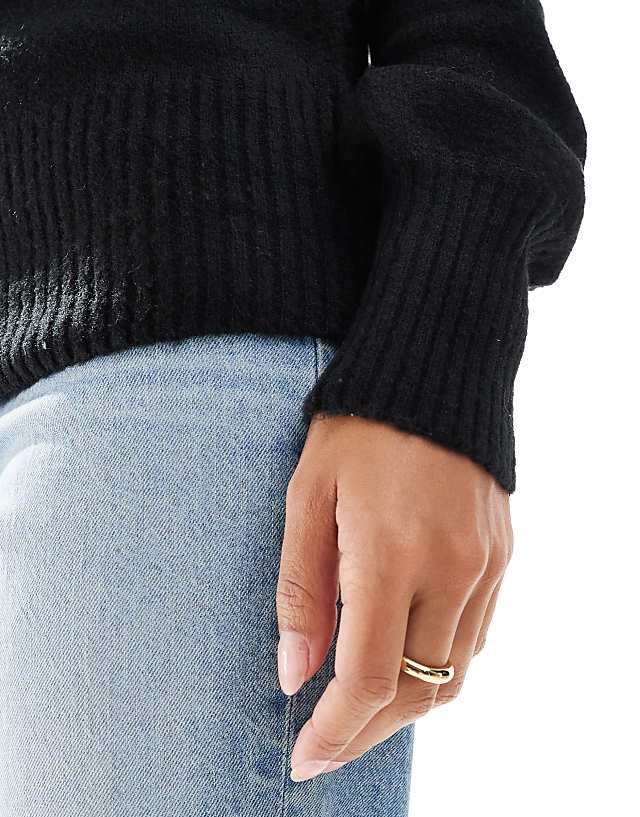Threadbare Off Shoulder Jumper In Black