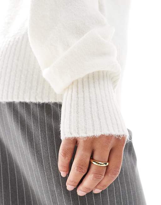 Threadbare Off Shoulder Jumper In White