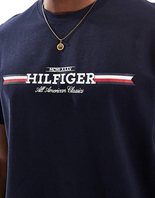 Tommy Hilfiger Chest Stripe T-shirt In Navy