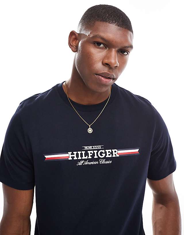Tommy Hilfiger Chest Stripe T-shirt In Navy