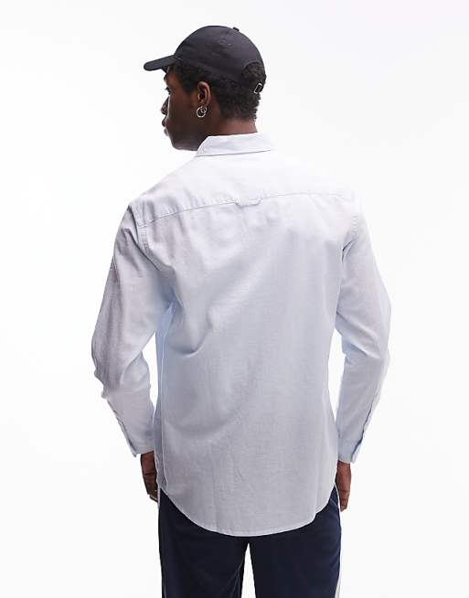 Tommy Jeans Regular Linen Shirt In Blue