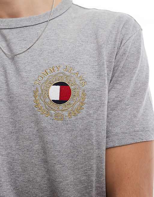 Tommy Jeans Small Crest Logo T-shirt In Grey