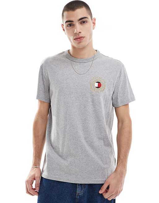 Tommy Jeans small crest logo t-shirt in grey