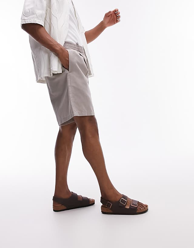 Topman Linen Blend Shorts In Stone