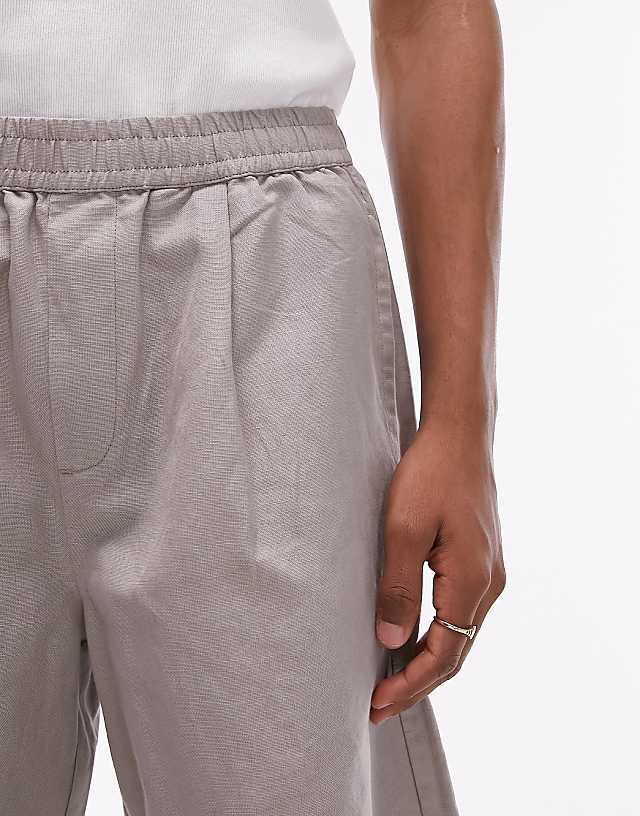 Topman Linen Blend Shorts In Stone