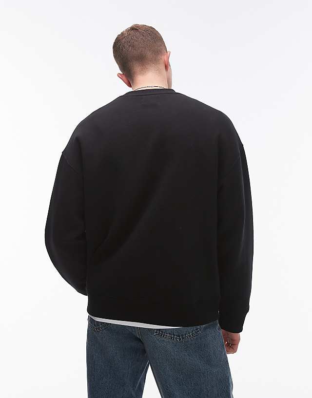 Topman Oversized Fit Sweatshirt In Black