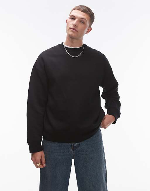 Topman Oversized Fit Sweatshirt In Black