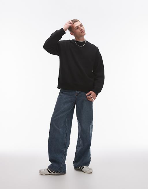 Topman oversized fit sweatshirt in black